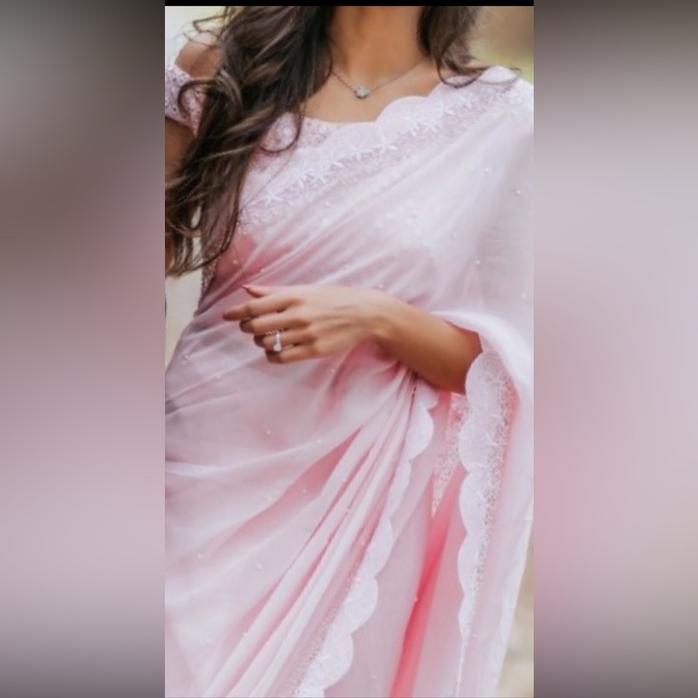 Light pink saree with blouse
